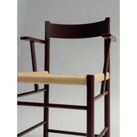 F-Chair Dining Chair With Armrest Burgundy Lacquer/Paper Cord