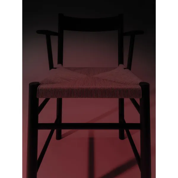 F-Chair Dining Chair With Armrest Burgundy Lacquer/Paper Cord