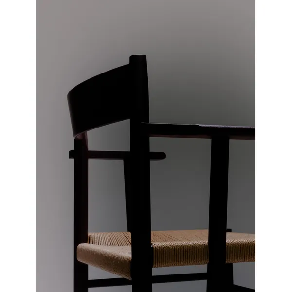 F-Chair Dining Chair With Armrest Burgundy Lacquer/Paper Cord