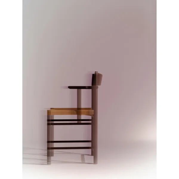 F-Chair Dining Chair With Armrest Burgundy Lacquer/Paper Cord