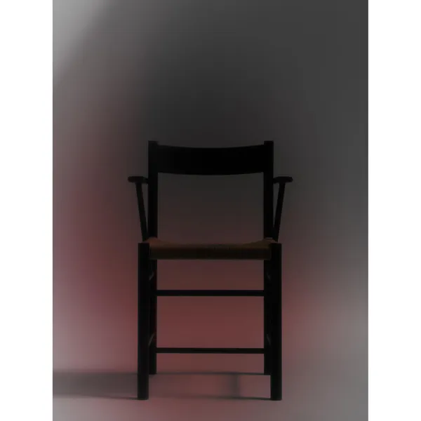 F-Chair Dining Chair With Armrest Burgundy Lacquer/Paper Cord