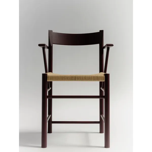 F-Chair Dining Chair With Armrest Burgundy Lacquer/Paper Cord