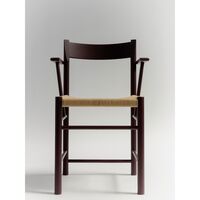 F-Chair Dining Chair With Armrest Burgundy Lacquer/Paper Cord