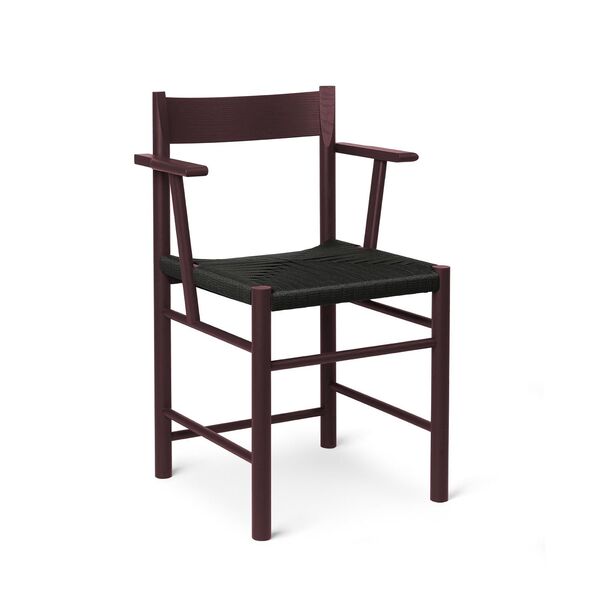F-Chair blagovaonska stolica s naslonima za ruke, Burgundy lak/crna