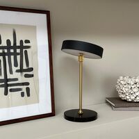 Lámpara de mesa portátil Moonlight LED en negro, mármol y latón