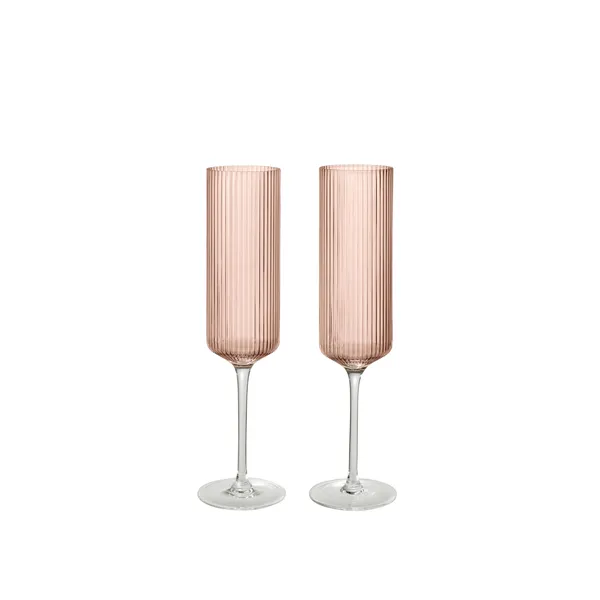 Ripple Champagne Flute Set af 2 Blush