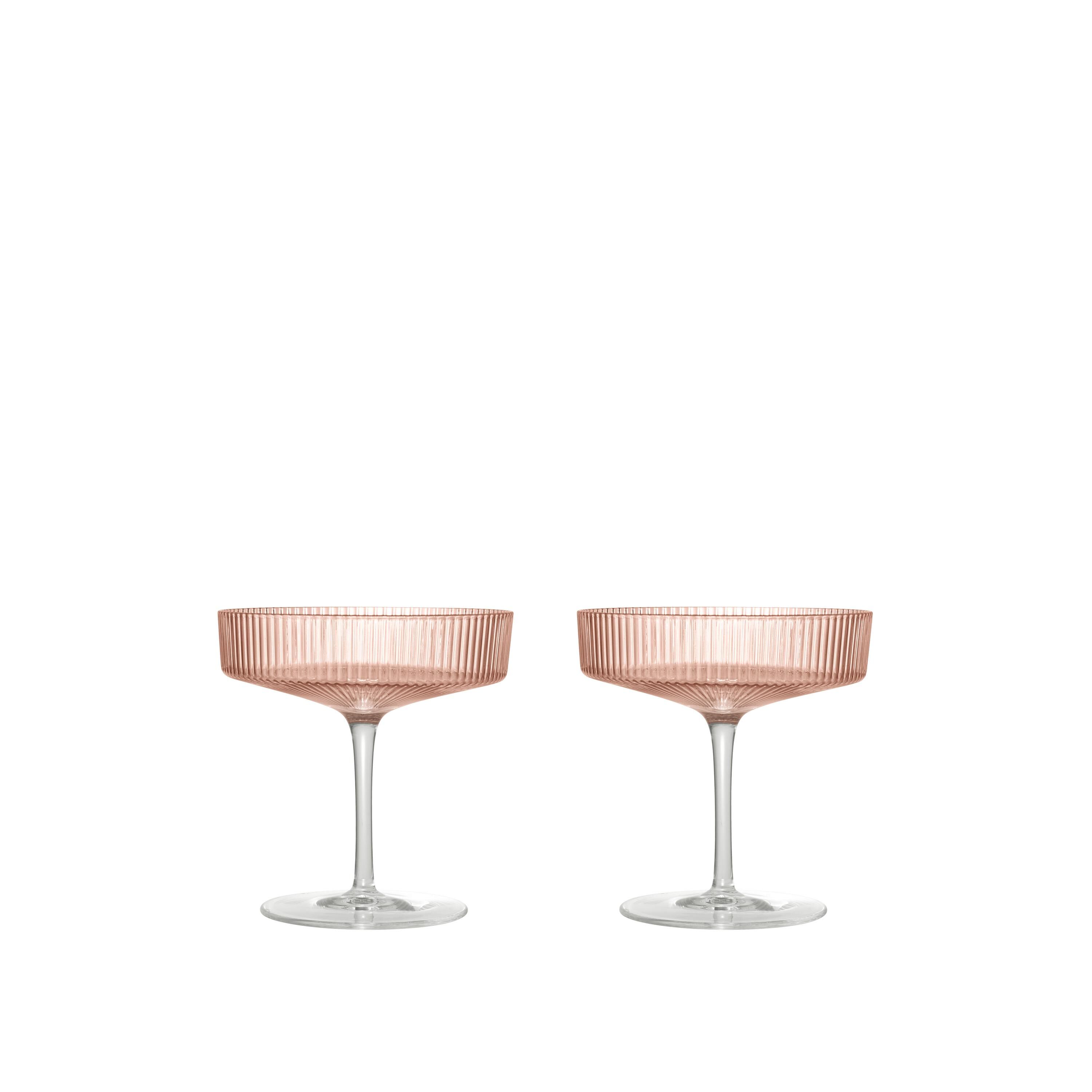 Ripple Champagne Saucer-sett med 2 Blush