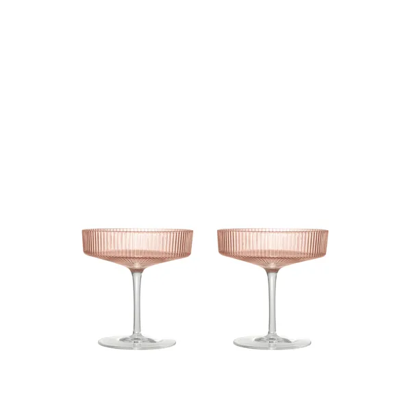Ripple Champagne Saucer Set di 2 Blush