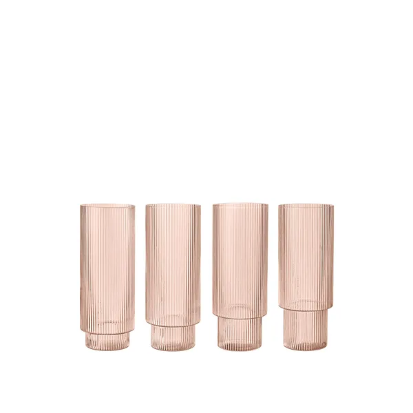 Ripple Long Drink Glass Set of 4 Blush