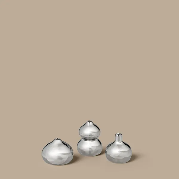 Komo Mini Vase Set de 3 Argent