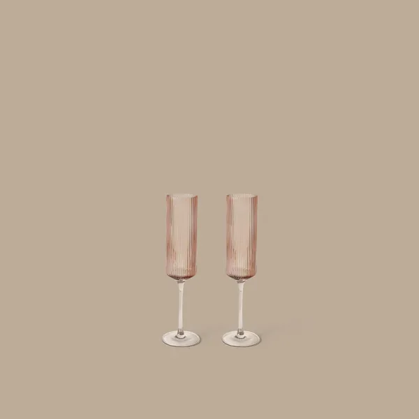 Ripple Champagne Flute Set af 2 Blush