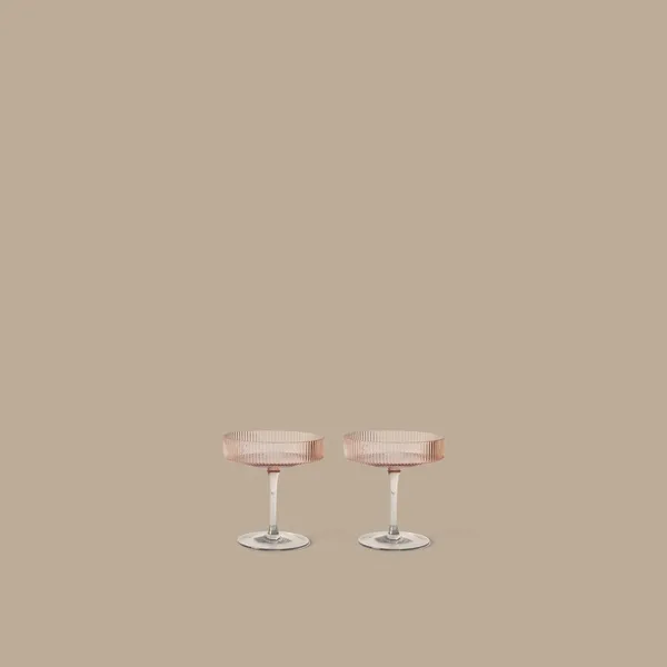 Ripple Champagne Saucer Set di 2 Blush