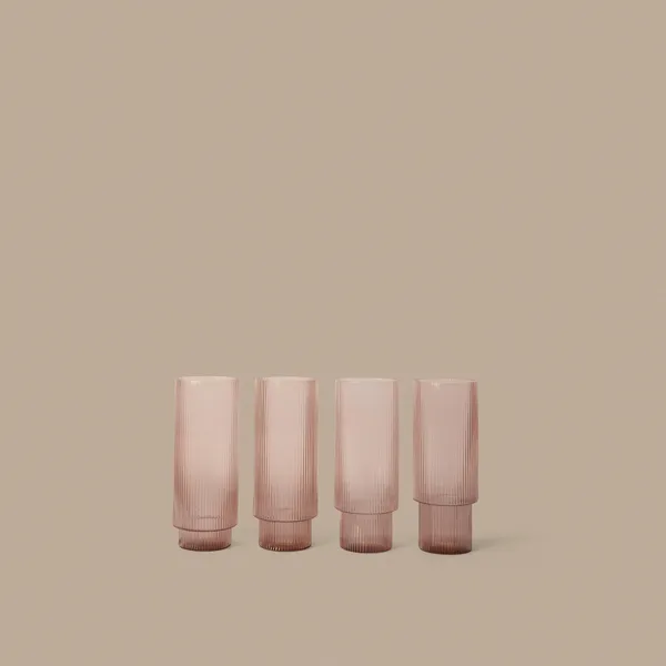 Ripple Long Drink Glass Set of 4 Blush