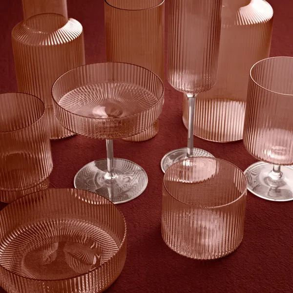 Ripple Long Drink Glass Set of 4 Blush