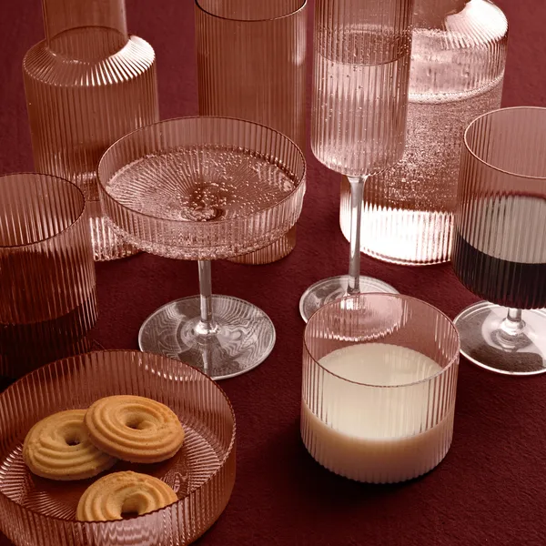 Ripple Low Glass Set of 4 Blush