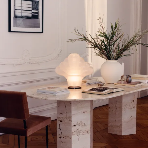 Lotus Table Lamp Bubble/Black Chrome