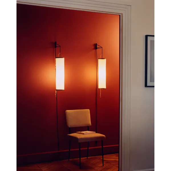 Silk Lantern Væglampe Naturlig Hvid Silke/Sort