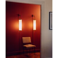 Silk Lantern Væglampe Naturlig Hvid Silke/Sort