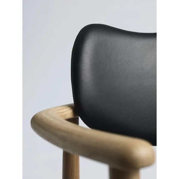Regatta Dining Chair Upholstered Oiled Oak/ Black Leather