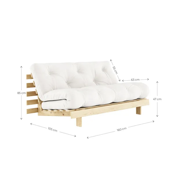 Roots Sofa Bed 160x200 Raw/422 Burgundy-Light Blue