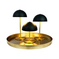 Along Mini draagbare tafellamp LED, set van 3 stuks met dienblad, zwart/messing