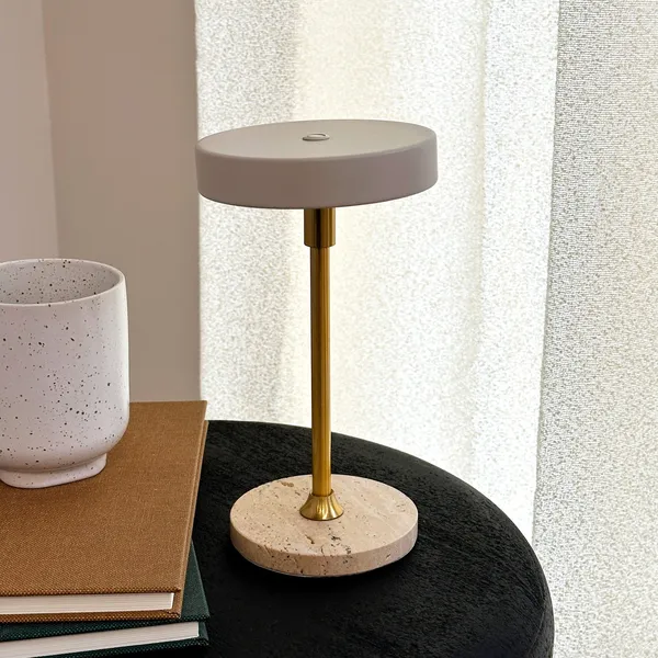 Moonlight Mini Portable Table Lamp LED Beige/Travertin/Brass