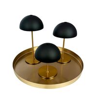 Along Mini draagbare tafellamp LED, set van 3 stuks met dienblad, zwart/messing