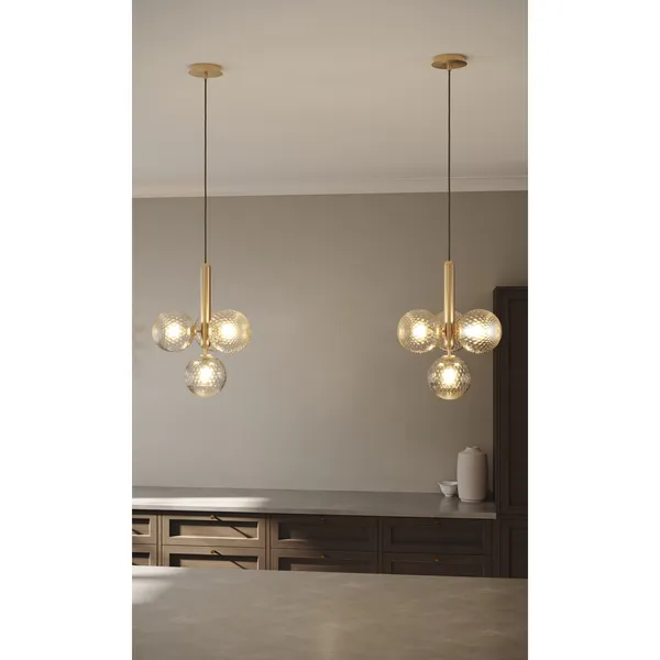 Miira 4 Pendant Brass & Clear