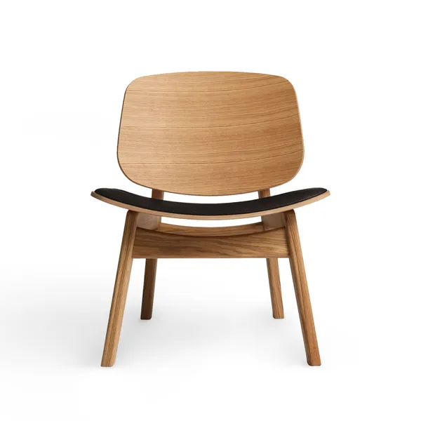 Sillón Pandora Colección Ro con Asiento Tapizado en Roble Aceitado/cuero Marrón Oscuro