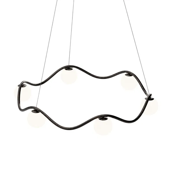 Circle of Life Chandelier Ø91cm/Ø11cm Globes Opalglas/Messing med Bruneret Finish