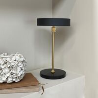 Lámpara de mesa portátil Moonlight LED en negro, mármol y latón