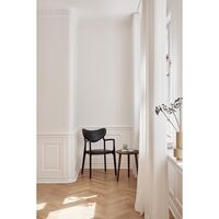 Salon Dining Chair Upholstered Oiled Oak/ Black Leather