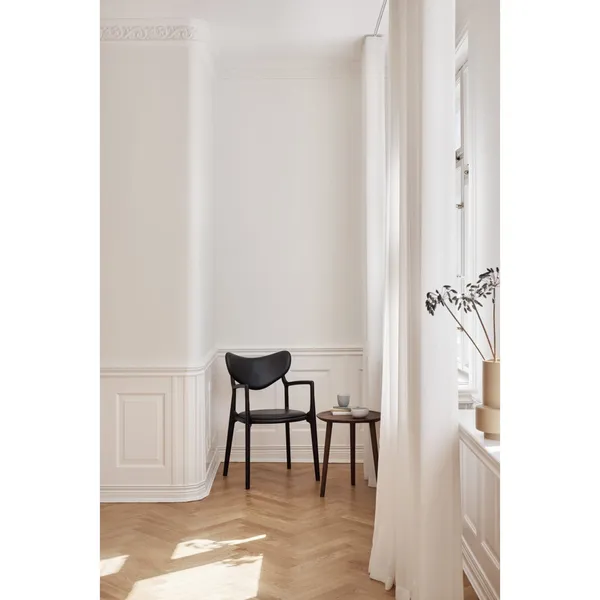 Salon Dining Chair Upholstered Oiled Oak/ Black Leather