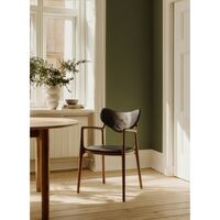 Salon Dining Chair Upholstered Oiled Oak/ Black Leather