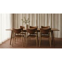 Salon Dining Chair Upholstered Oiled Oak/ Black Leather