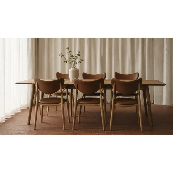 Salon Dining Chair Upholstered Oiled Oak/ Black Leather