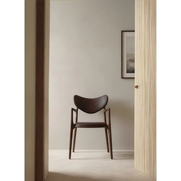Salon Dining Chair Upholstered Oiled Oak/ Black Leather