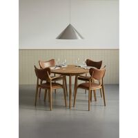 Salon Dining Chair Upholstered Oiled Oak/ Black Leather