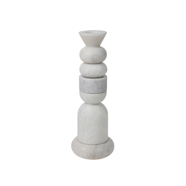 Stone Stacking Candle Holder White