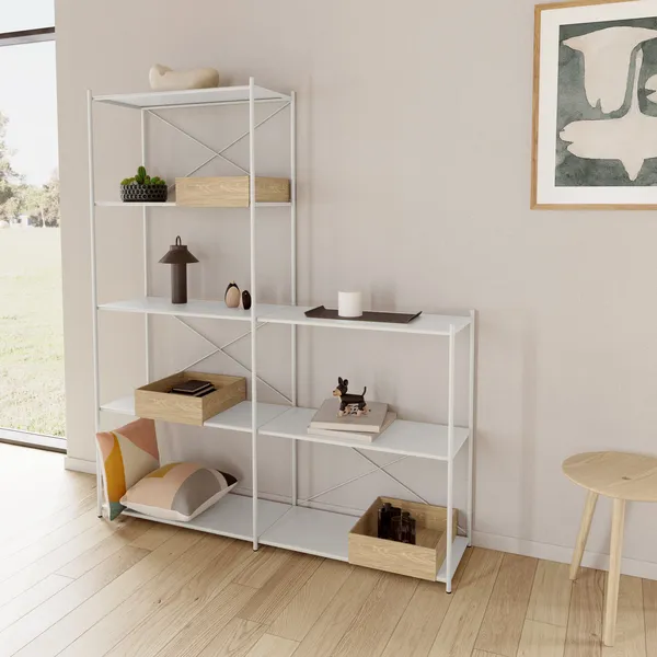 Arturo 3-Tier Shelving Unit Light Grey