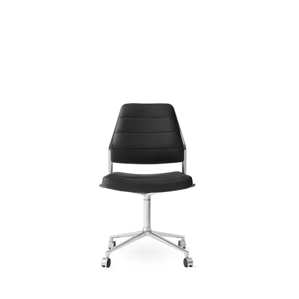 Vipp 454 Swivel Chair With Castors Polished/Black Leather