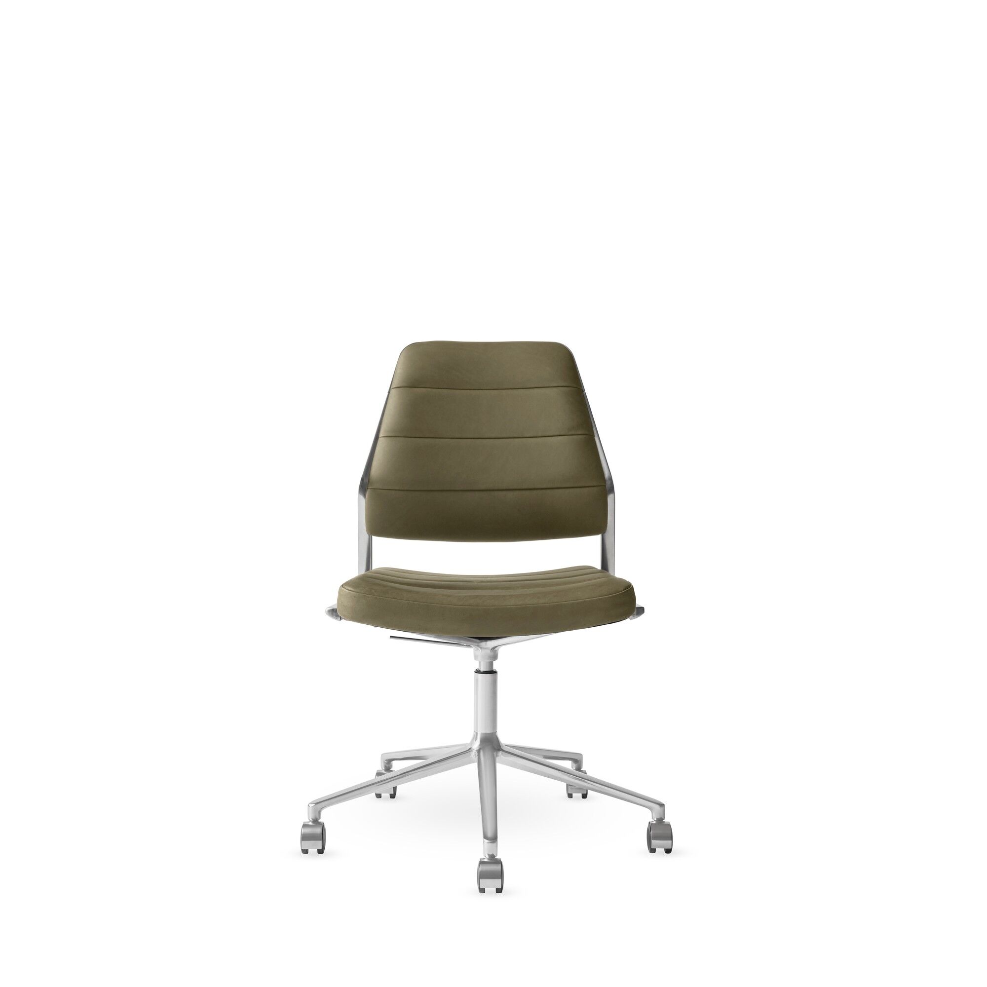Vipp 454+ Fauteuil pivotant avec roulettes Polished/Cuir Bosco