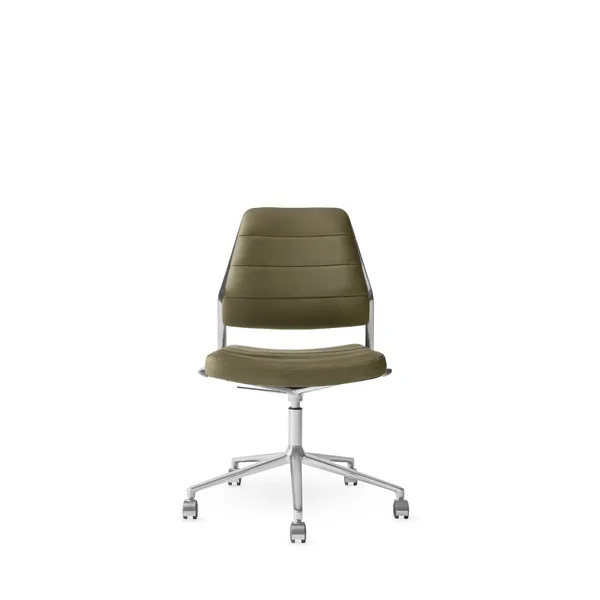 Vipp 454+ Swivel Chair With Castors Polished/Bosco Leather