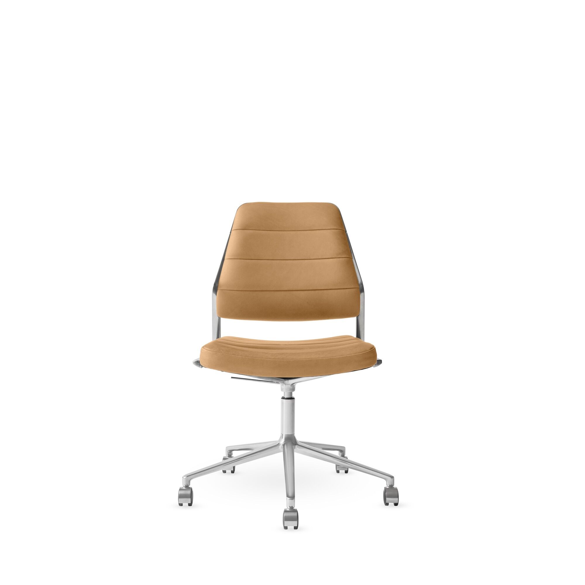 Vipp 454+ Drejestol med hjul Poleret/Camel Lder