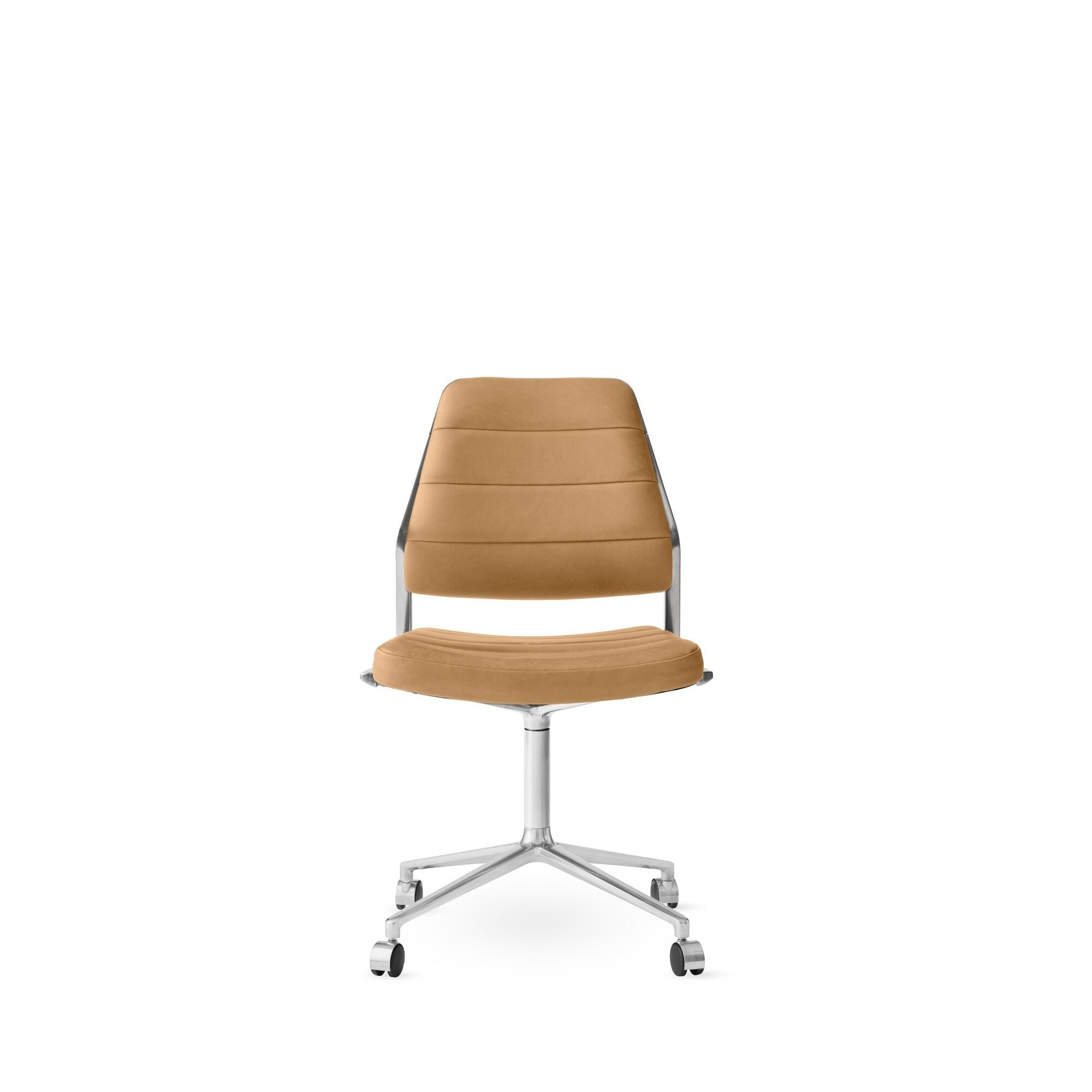 Vipp 454 Fauteuil pivotant avec roulettes Cuir poli/camel