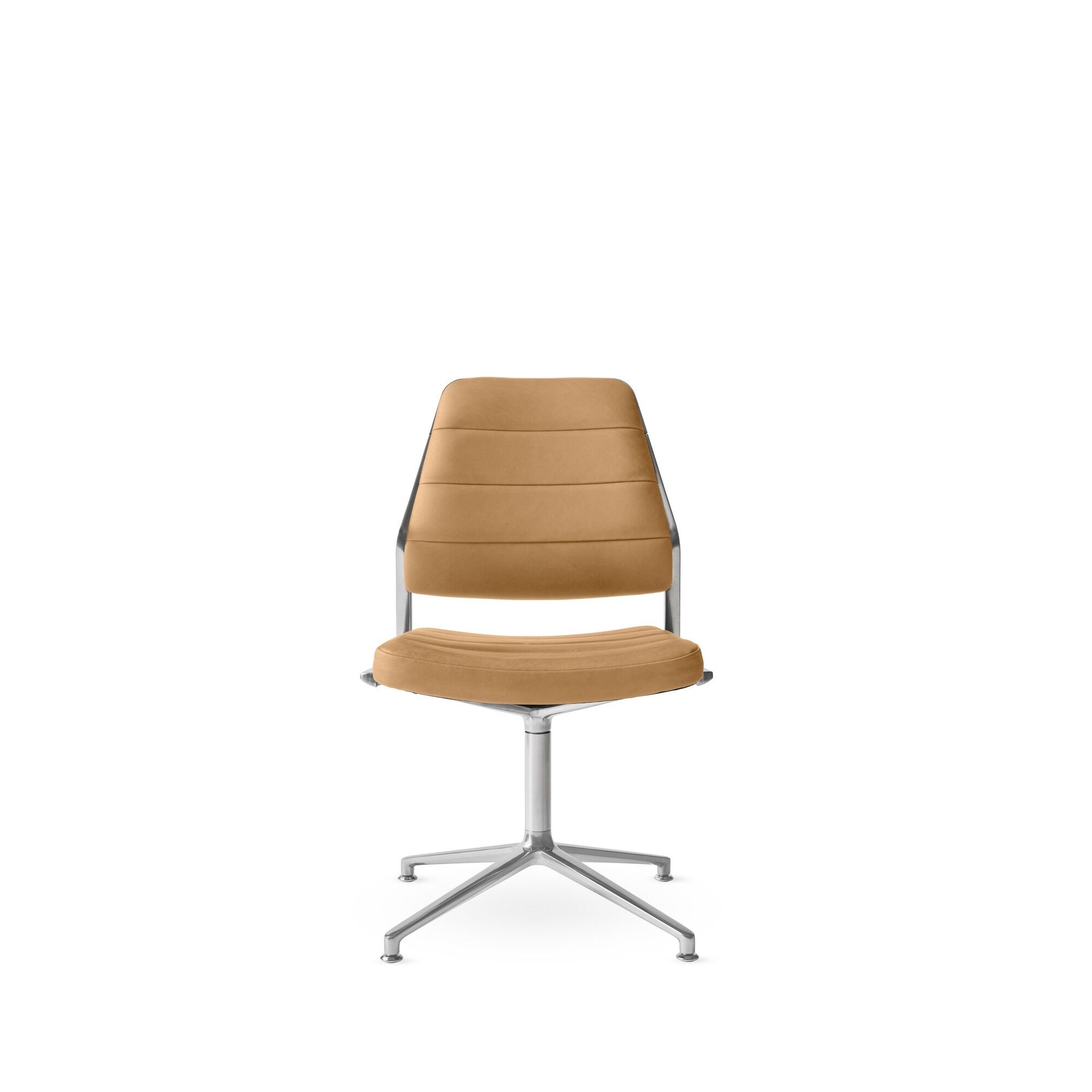 Vipp 454 Drejestol med Glidefdder Poleret/Camel Lder