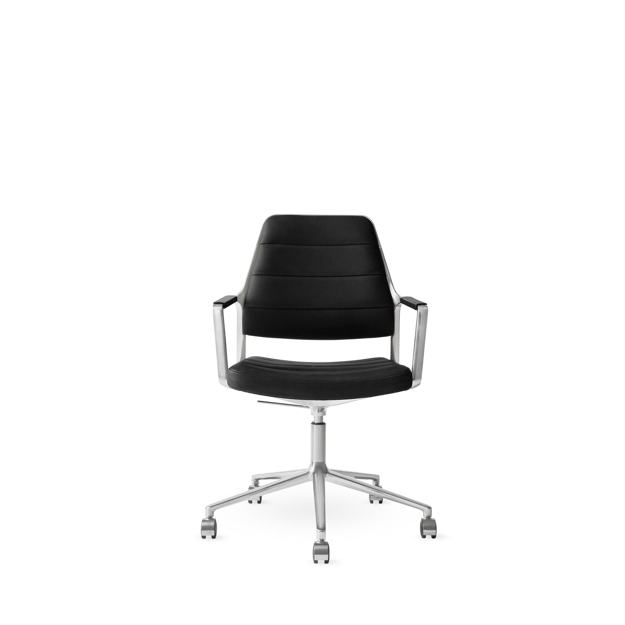 Vipp 455+ Svingstol Med Hjul Polert/Svart Skinn