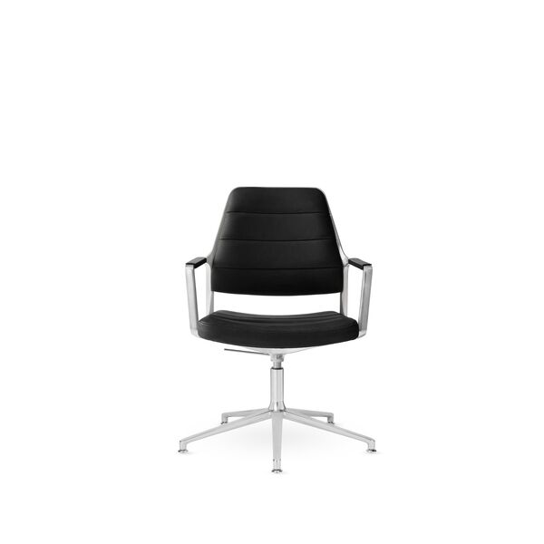 Vipp 455+ Snurrstol med glidare Polerad/Svart läder