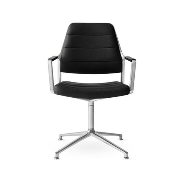 Vipp 455 Snurrstol med glidare Polerad/svart läder