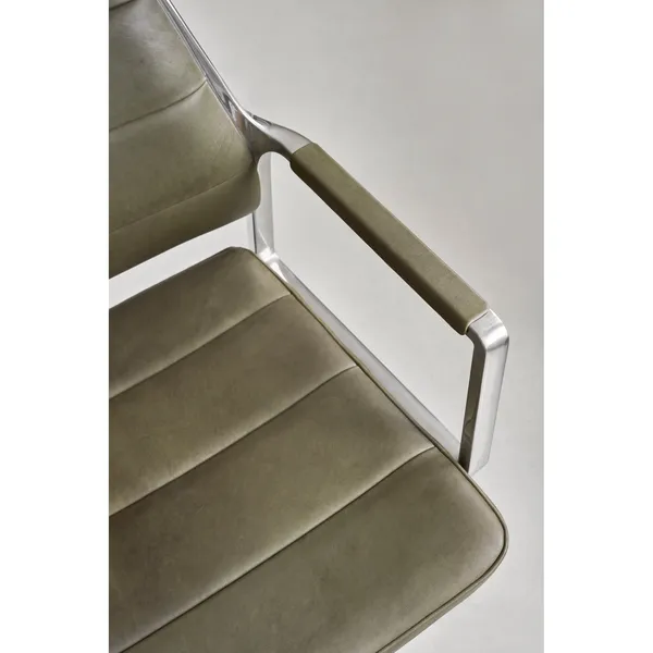 Vipp 455 Fauteuil pivotant avec roulettes poli/cuir Bosco